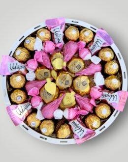 Подарочный набор бокс для нее "Pink Chocolate Garden" №208