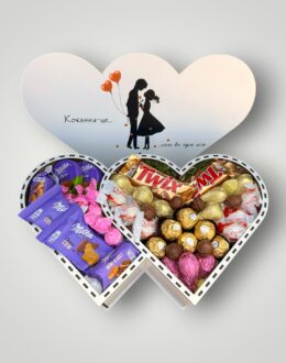 Подарочный набор бокс для нее "Double Heart Chocolate Love" №325