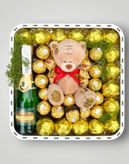 Подарочный набор бокс для нее "Golden Teddy Celebration" №350