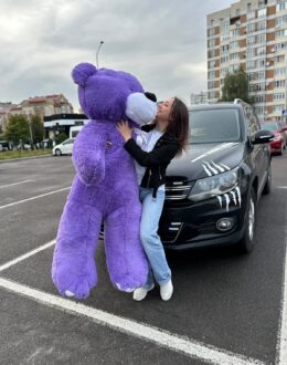 Фото из отзыва покупателя о Плюшевый мишка Ветли 200 см, 2 м Фиолетовый - фото №2