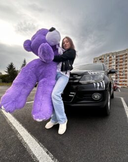 Фото из отзыва покупателя о Плюшевый мишка Ветли 200 см, 2 м Фиолетовый - фото №1
