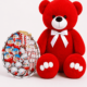 Ведмедик Ветлі 140 см червоний + Подарунковий бокс із цукерками Kinder Сюрприз XL