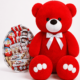 Ведмедик Ветлі 140 см червоний + Подарунковий набір-бокс для неї Kinder Surprise