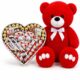 Ведмедик Ветлі 140 см червоний + Солодкий бокс для неї з Kinder, Nutella і морем ніжності