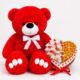 Ведмедик Ветлі 140 см червоний + Солодкий бокс із жуйками Love Is і цукерками