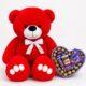 Ведмедик Ветлі 140 см червоний + Солодкий подарунок для неї Milka Magic Box