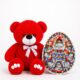Ведмедик Ветлі 140 см червоний + Подарунковий набір Mega Christmas Sweet Box