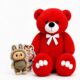 Ведмедик Ветлі 140 см червоний + Подарунковий набір-бокс Labubu Choco Mix