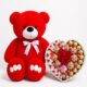Ведмедик Ветлі 140 см червоний + Подарунковий набір-бокс для неї Heart Of Sweet Roses