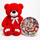 Ведмедик Ветлі 140 см червоний + Подарунковий набір-бокс Kinder Rainbow Moments